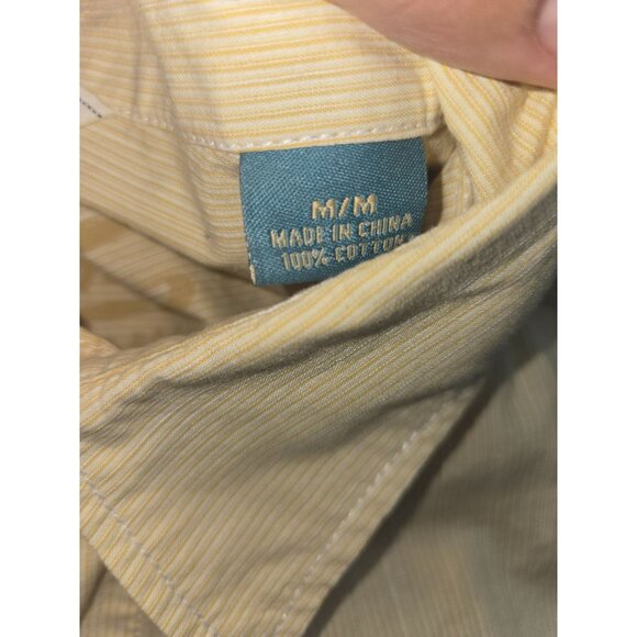 Tommy Bahama Mens Yellow Pinstripe Dress Shirt Medium Jacquard - Picture 5 of 8